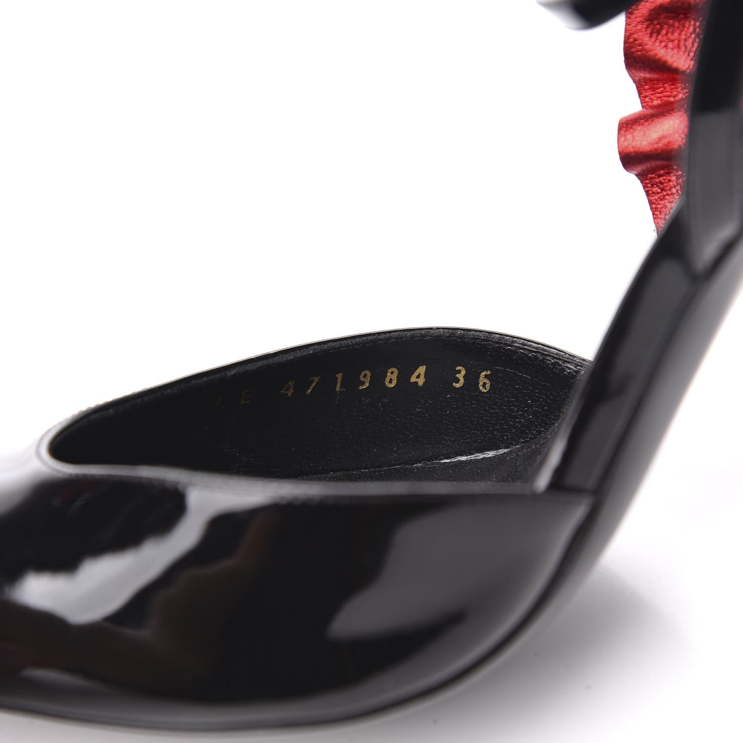 Patent Calfskin Ayers Edie 110 Leaf Slingback Pumps 36 Black Red