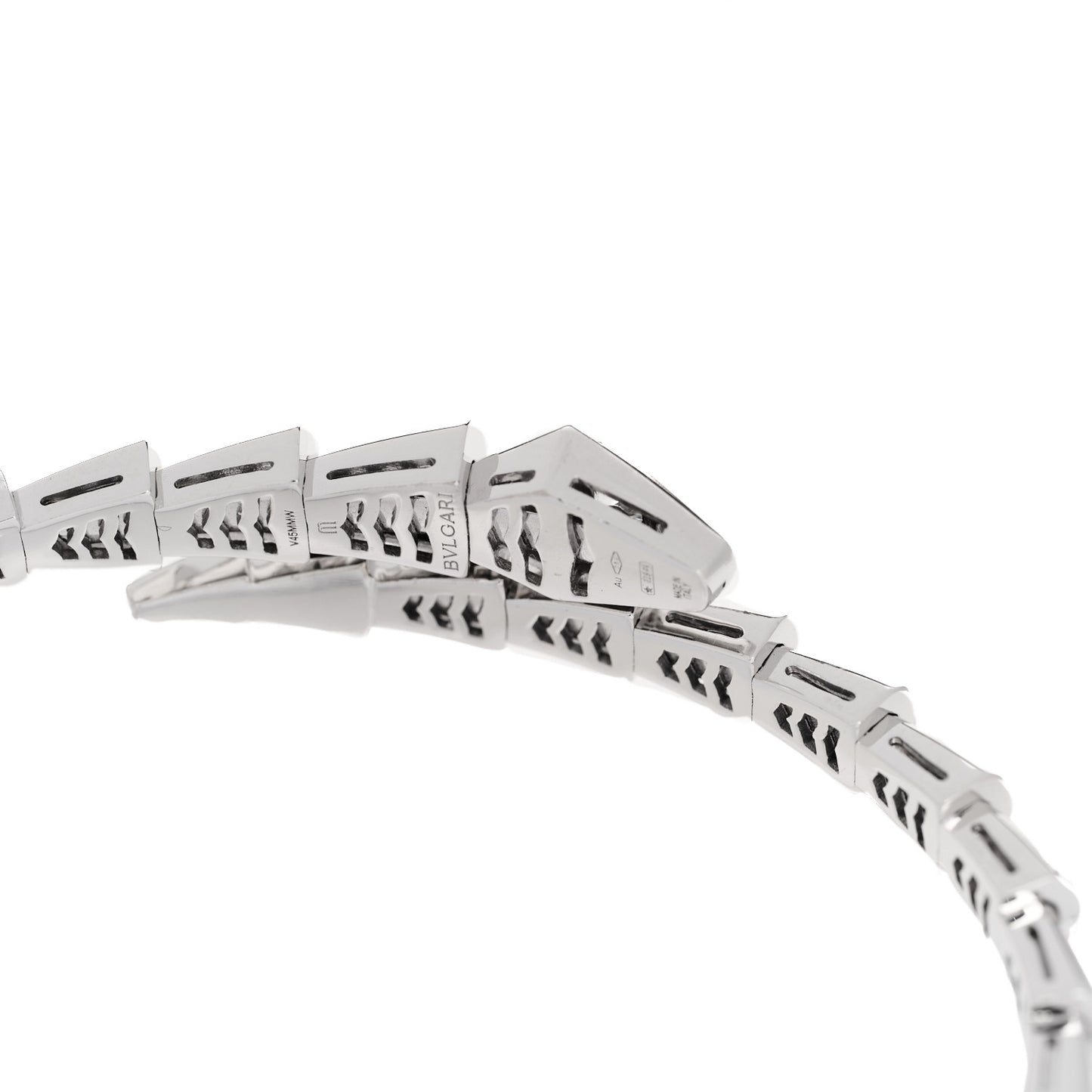 18K White Gold Diamond Serpenti Viper Pave Bracelet M