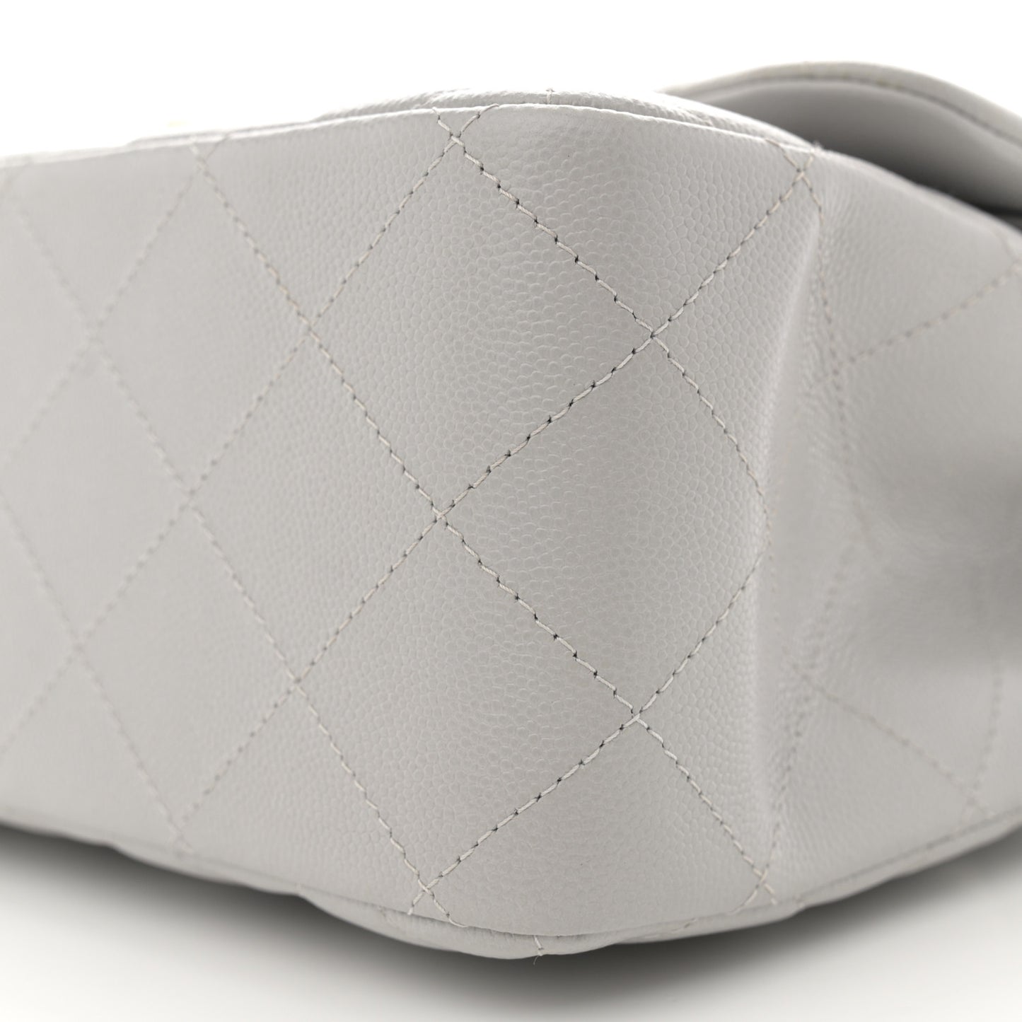 Caviar Quilted Jumbo Double Flap Grey