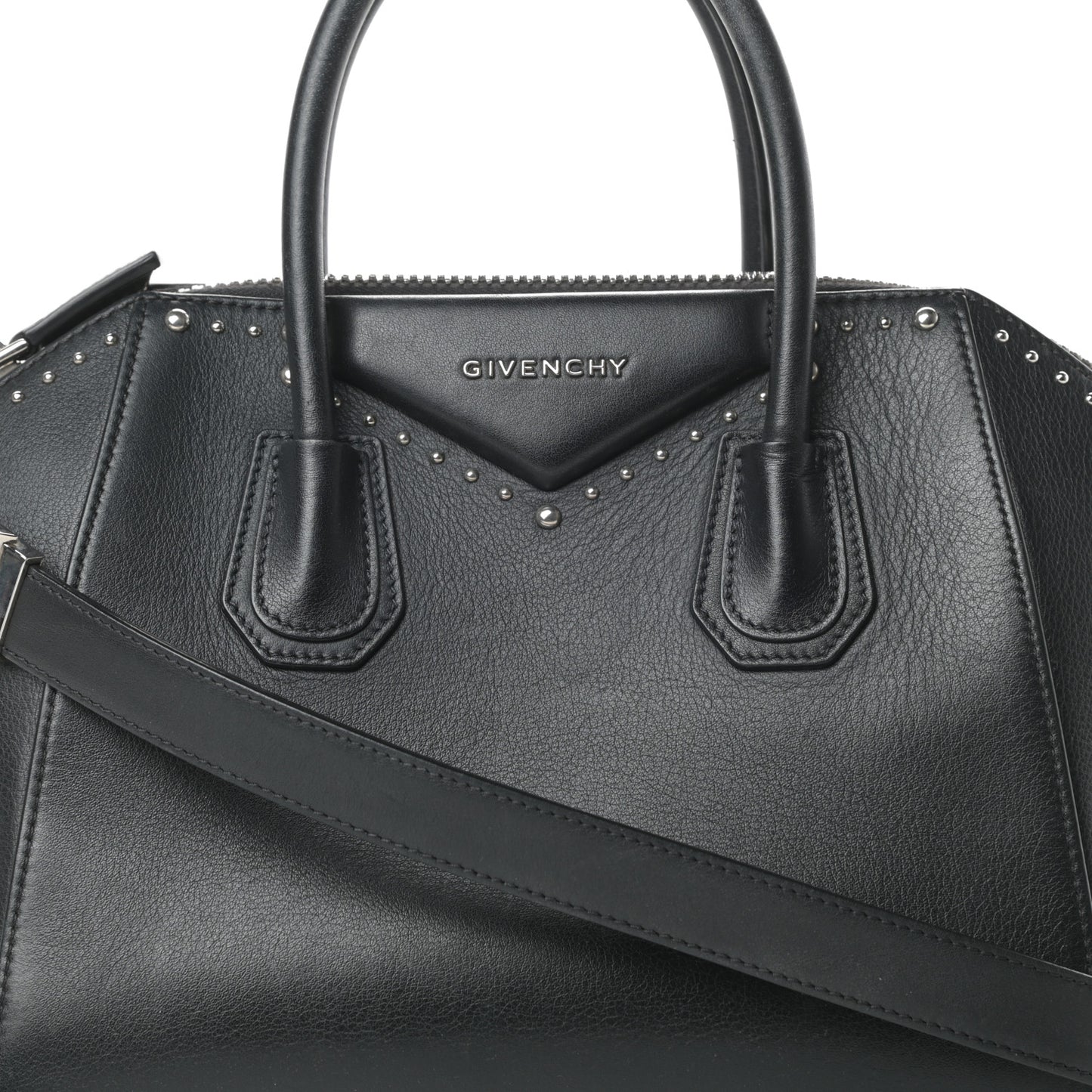 Smooth Calfskin Small Studded Antigona Black