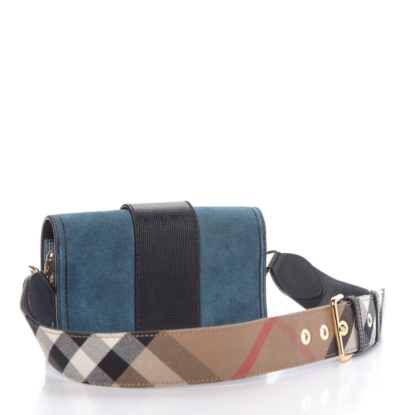 Grainy Calfskin Suede Bridle Small Madison Buckle Bag Blue