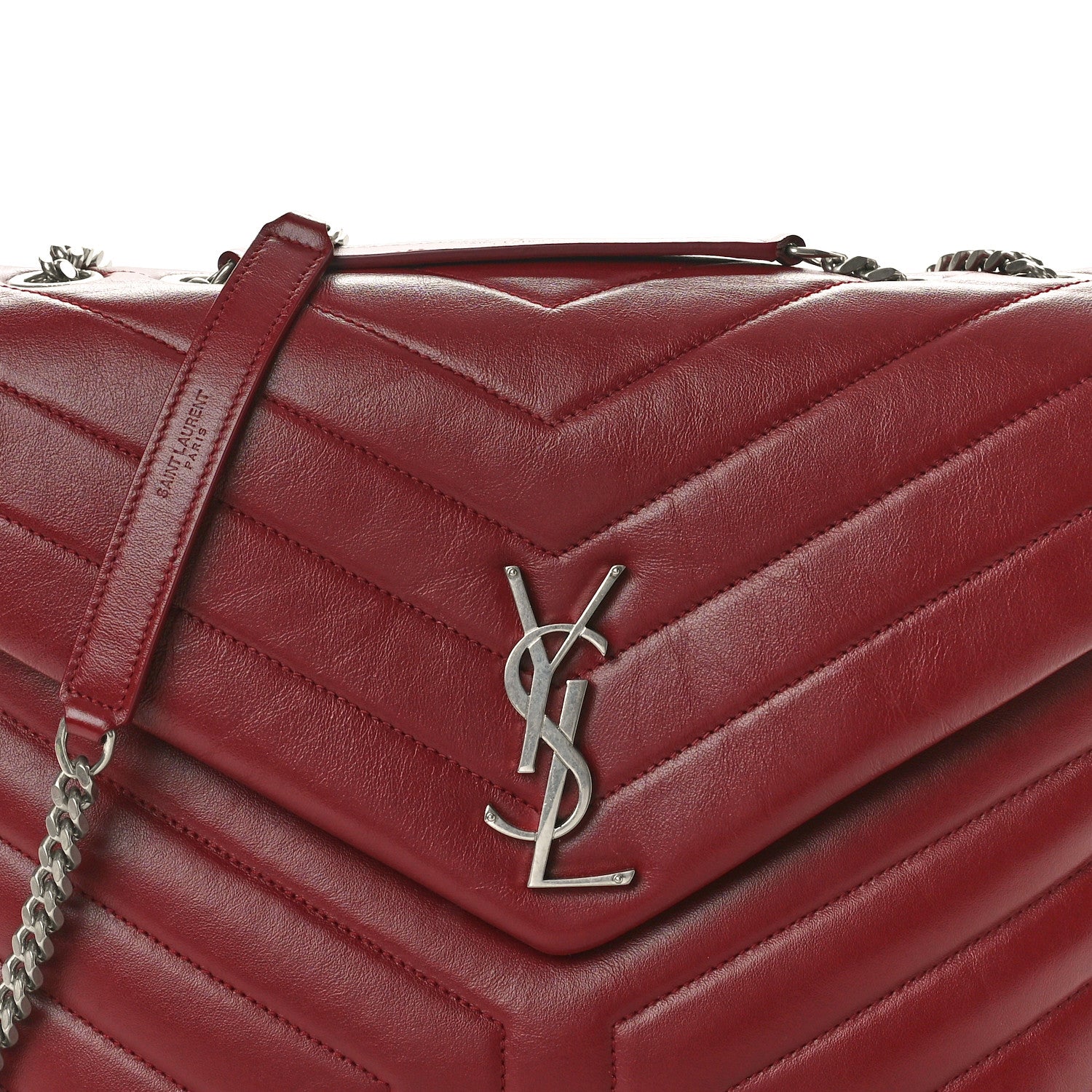 Saint Laurent Calfskin Y Quilted Monogram Medium Loulou Chain Satchel Palissandre 8 of 10