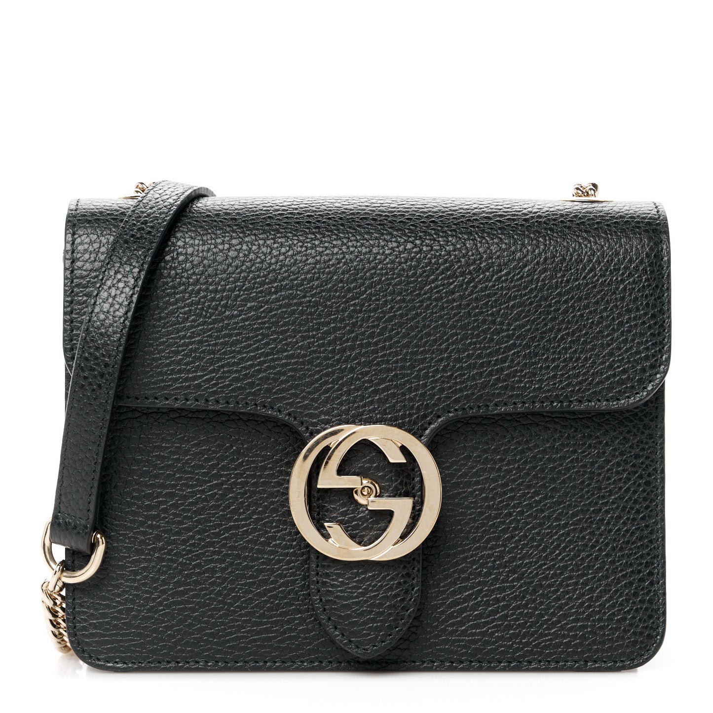 Dollar Calfskin Small Interlocking G Shoulder Bag Black