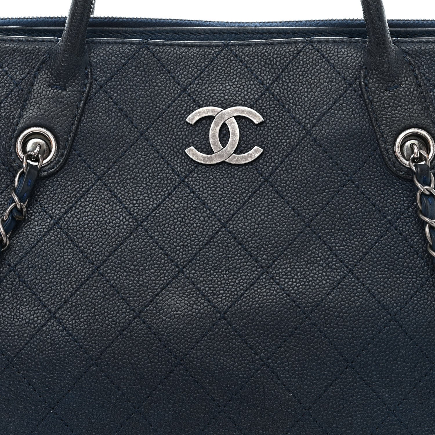 Chanel Grained Vegetal Calfskin Urban Shopping Tote Blue 9 of 19