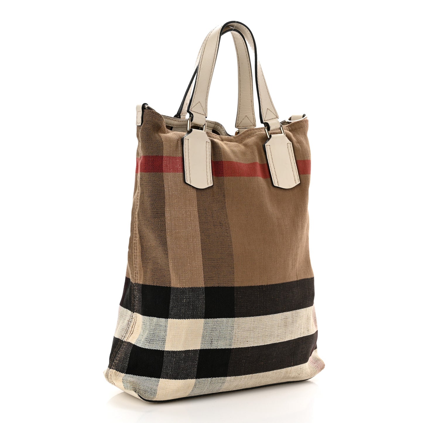 Canvas Mega Check Medium Tottenham Brit Tote White