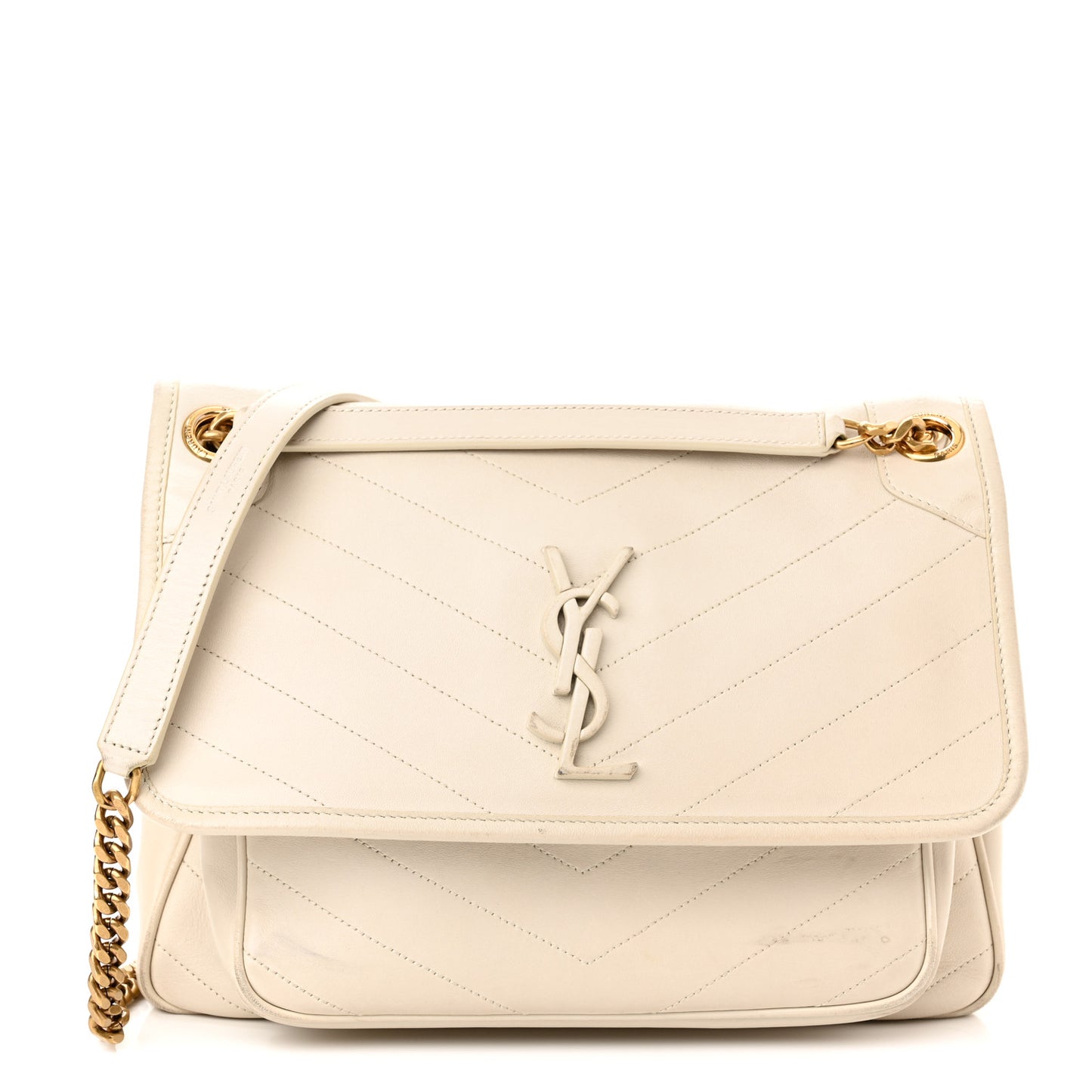 Lambskin Matelasse Monogram Medium Niki Chain Satchel Nude Powder