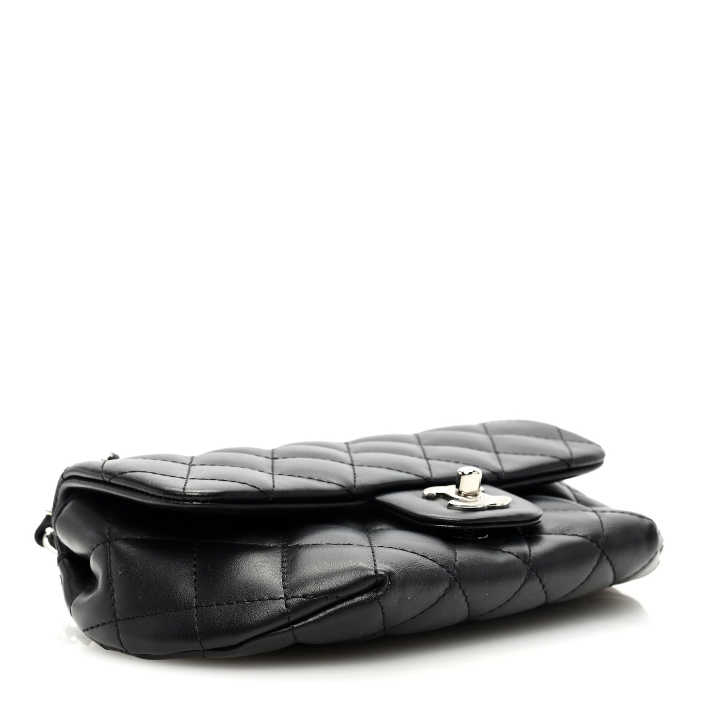 Calfskin Quilted CC Uniform Flap Belt Bag Black