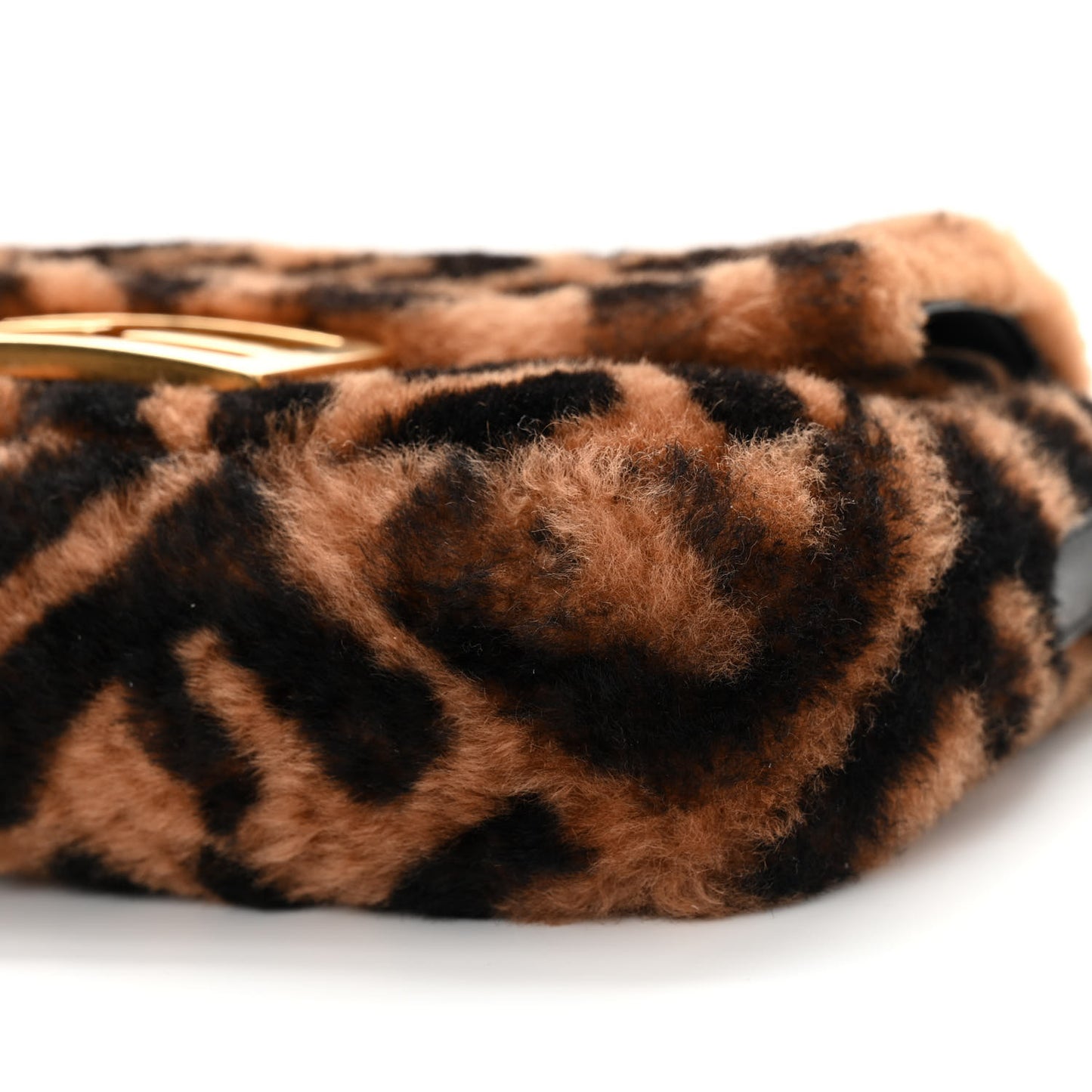 Shearling Vitello Dolce Macro FF 1974 Mini Baguette Tobacco Black