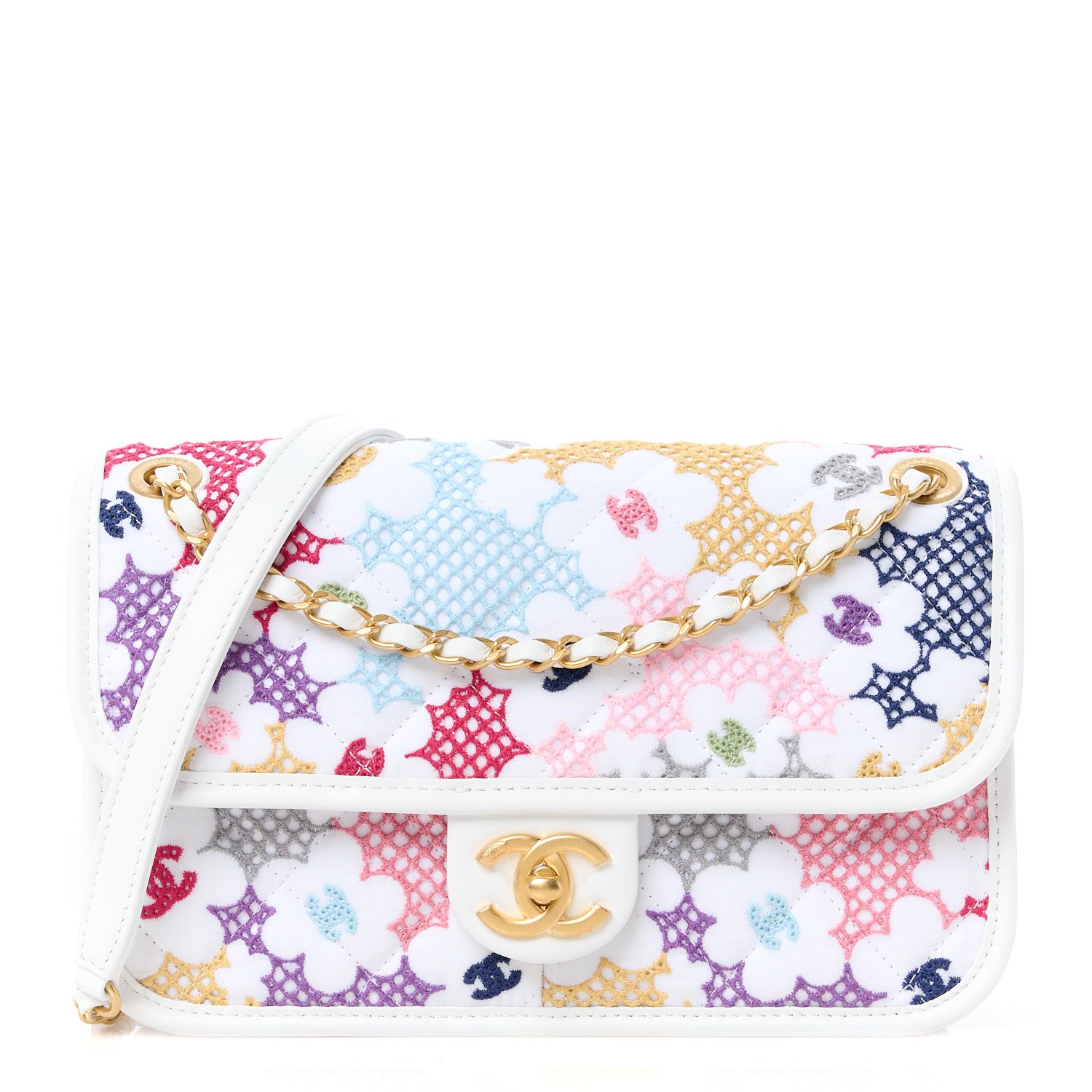 Chanel Lambskin Lace Patchwork Flap Bag Multicolor 1522193