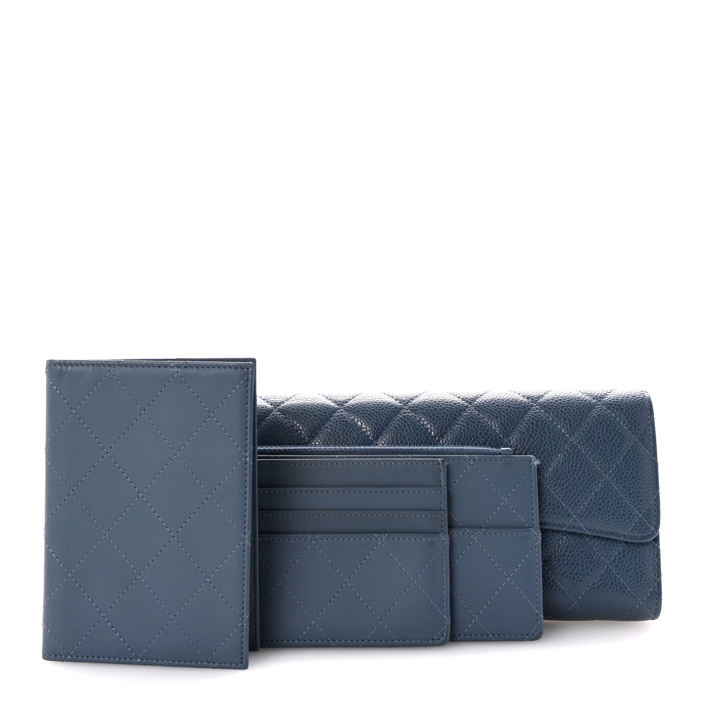 Caviar Quilted Travel Wallet Blue