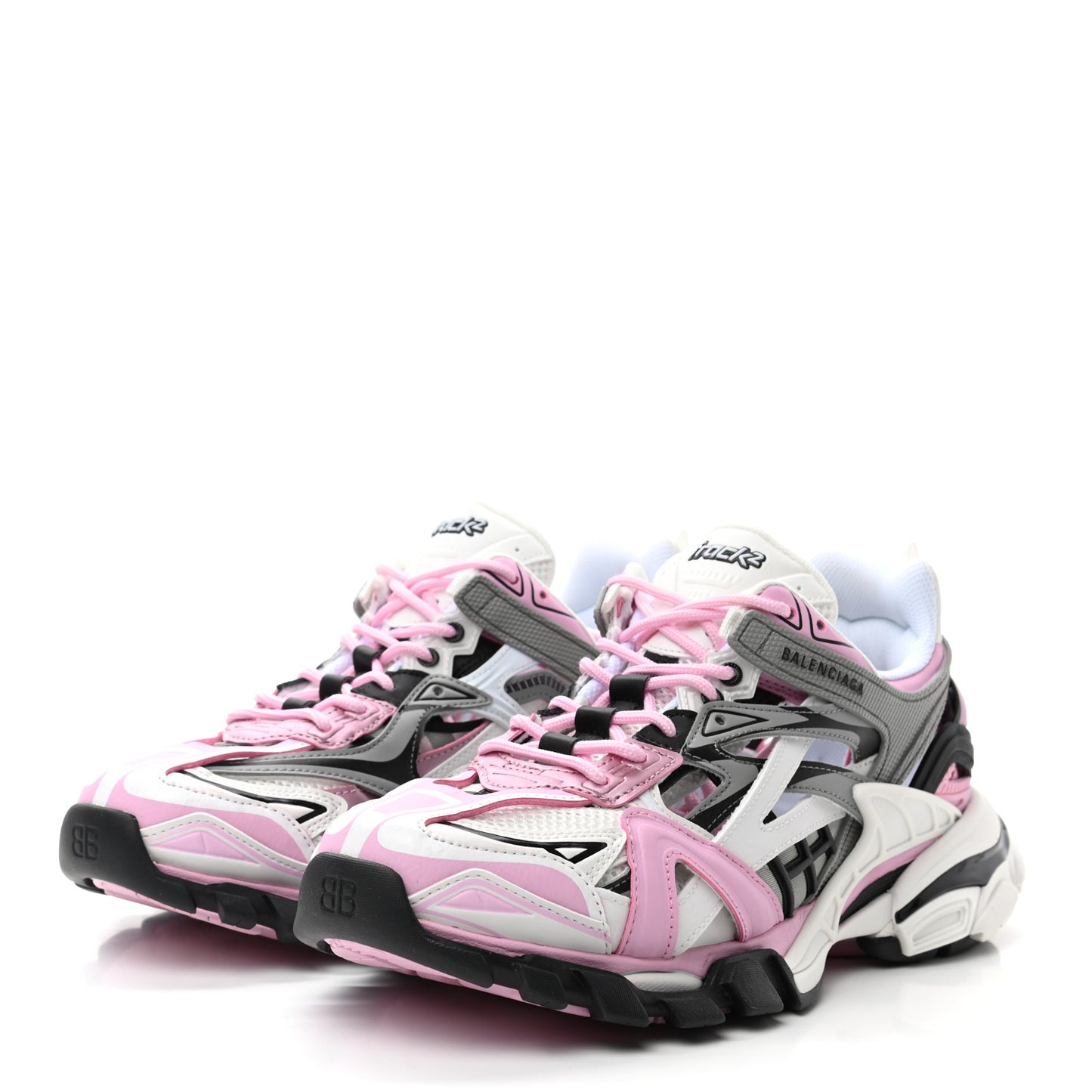 Rubber Mesh Tri-Color Womens Track.2 Open Sneakers 41 Pink Grey White