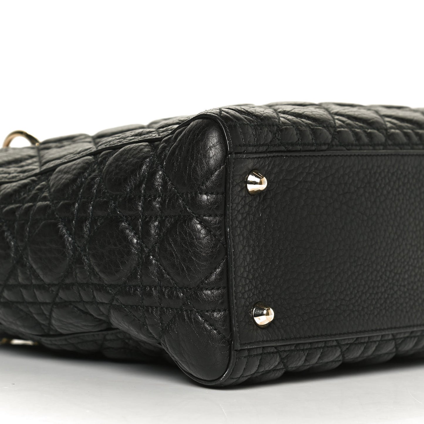 Grained Calfskin Cannage Large Supple Lady Dior Black