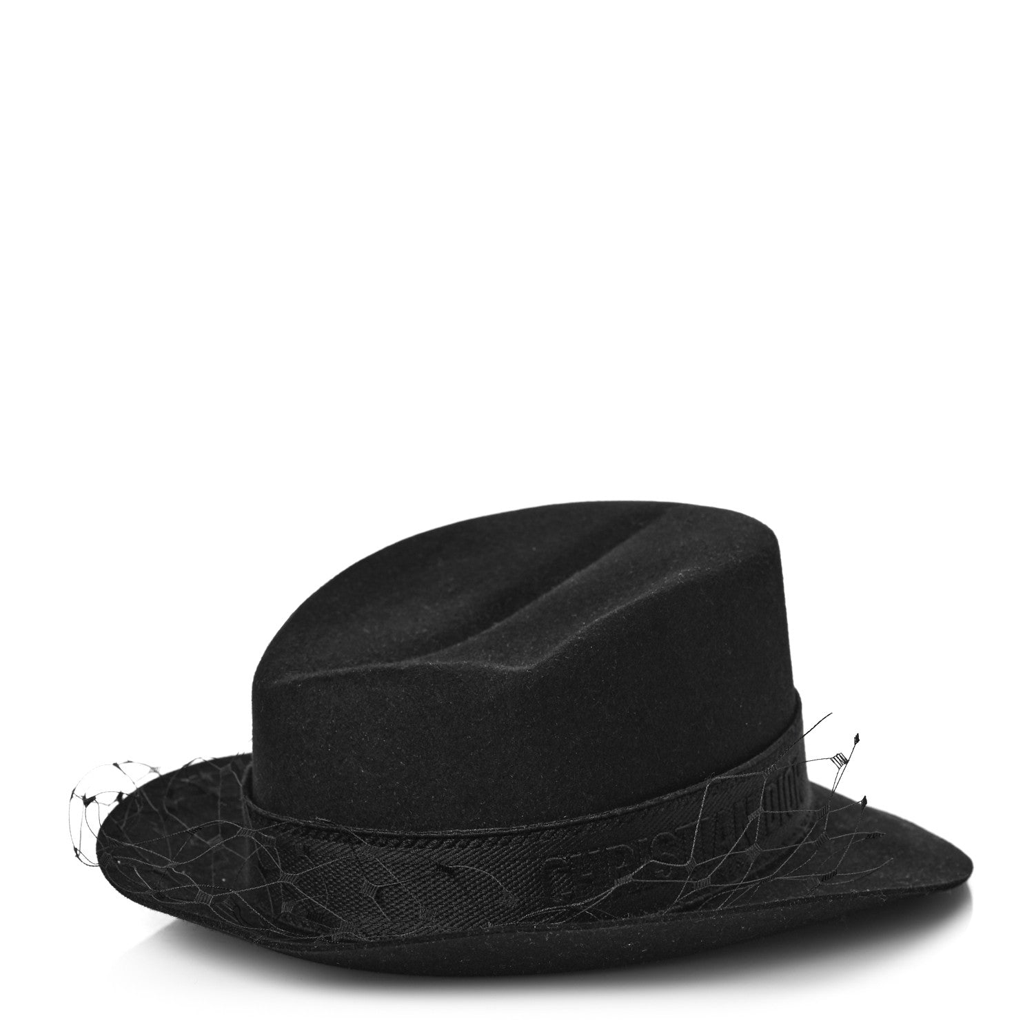 Christian Dior Rabbit Felt Veil Hat 57 Black 1 of 6