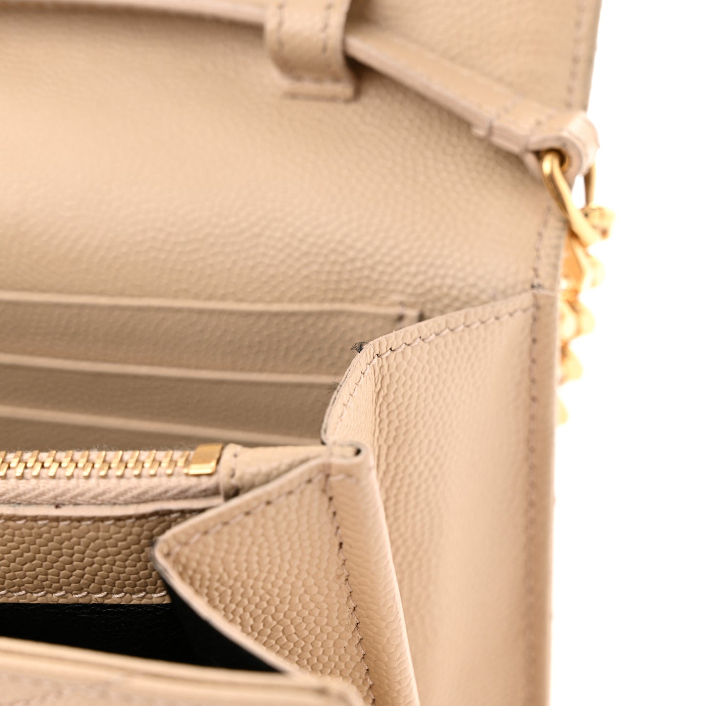 Grain De Poudre Matelasse Chevron Monogram Envelope Chain Wallet Nude Powder