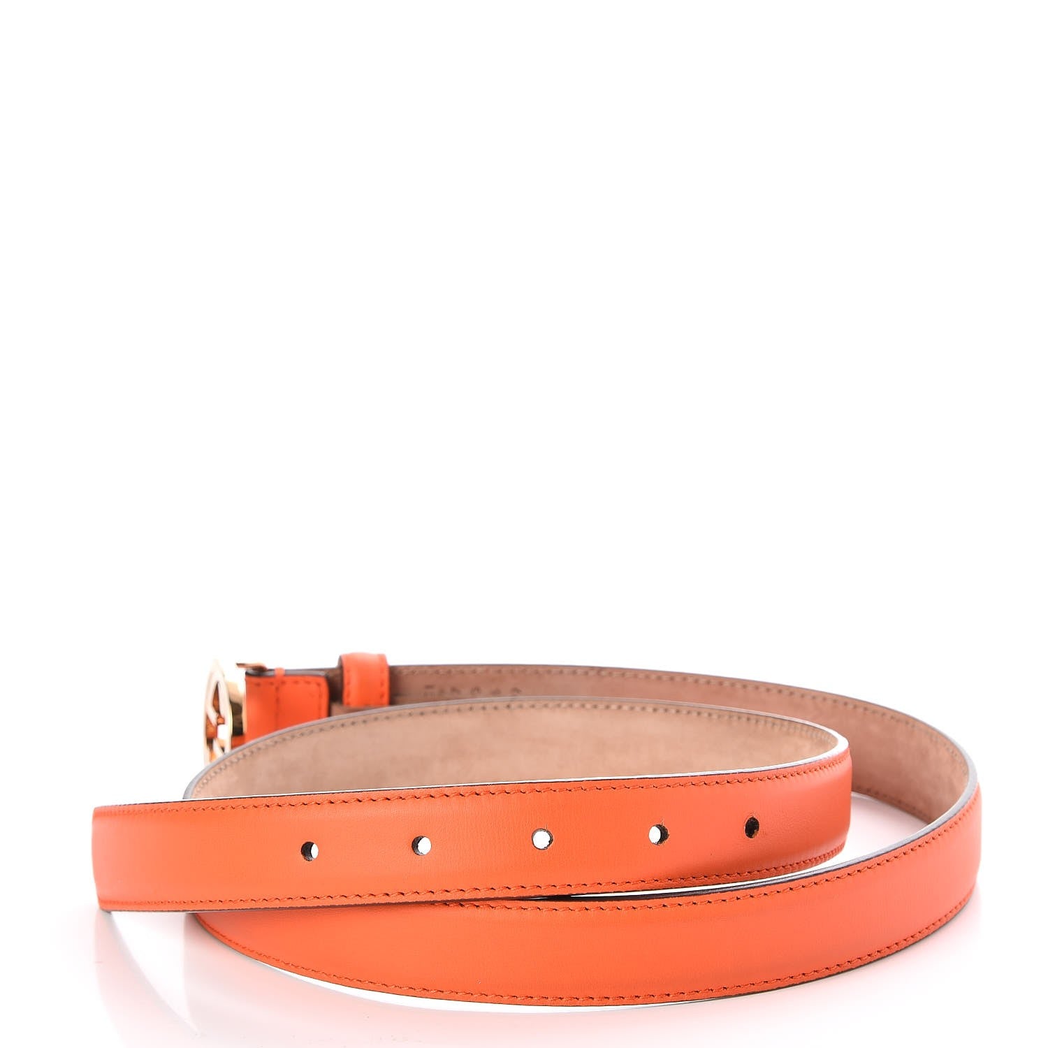 Gucci Moon Calfskin Interlocking G 25mm Belt 90 36 Vibrant Orange 5 of 5