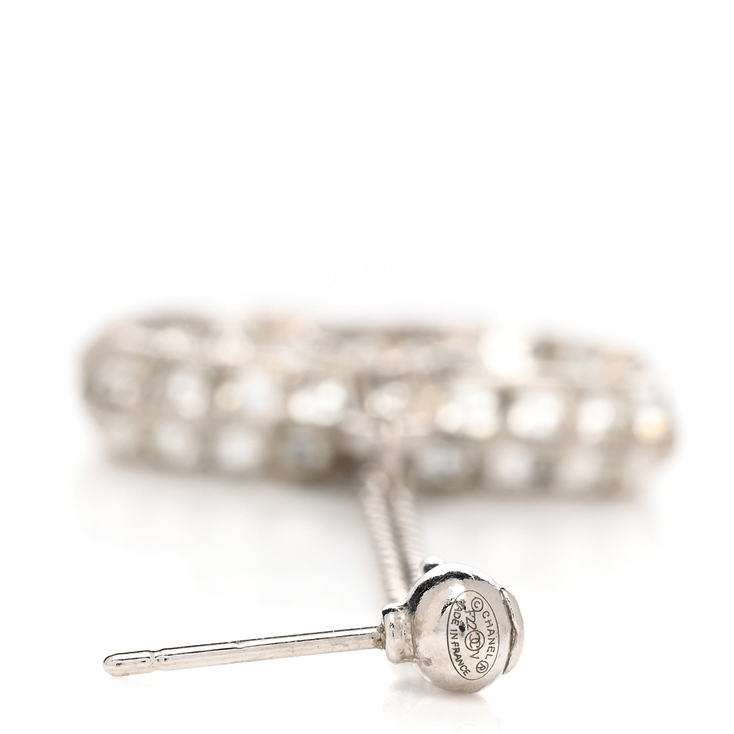 Baguette Crystal CC Drop Earrings Silver