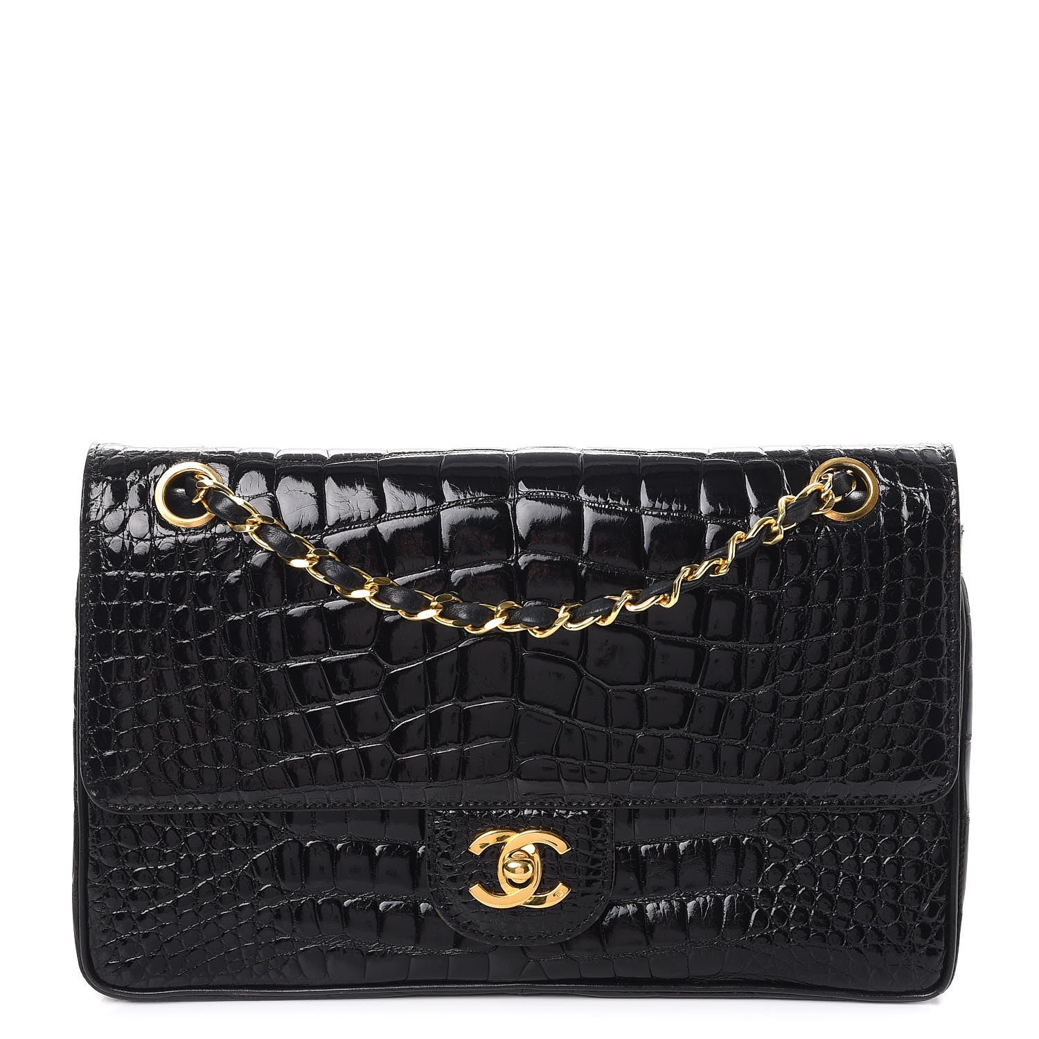 Chanel Crocodile Medium Double Flap Black 268360 – FASHIONPHILE