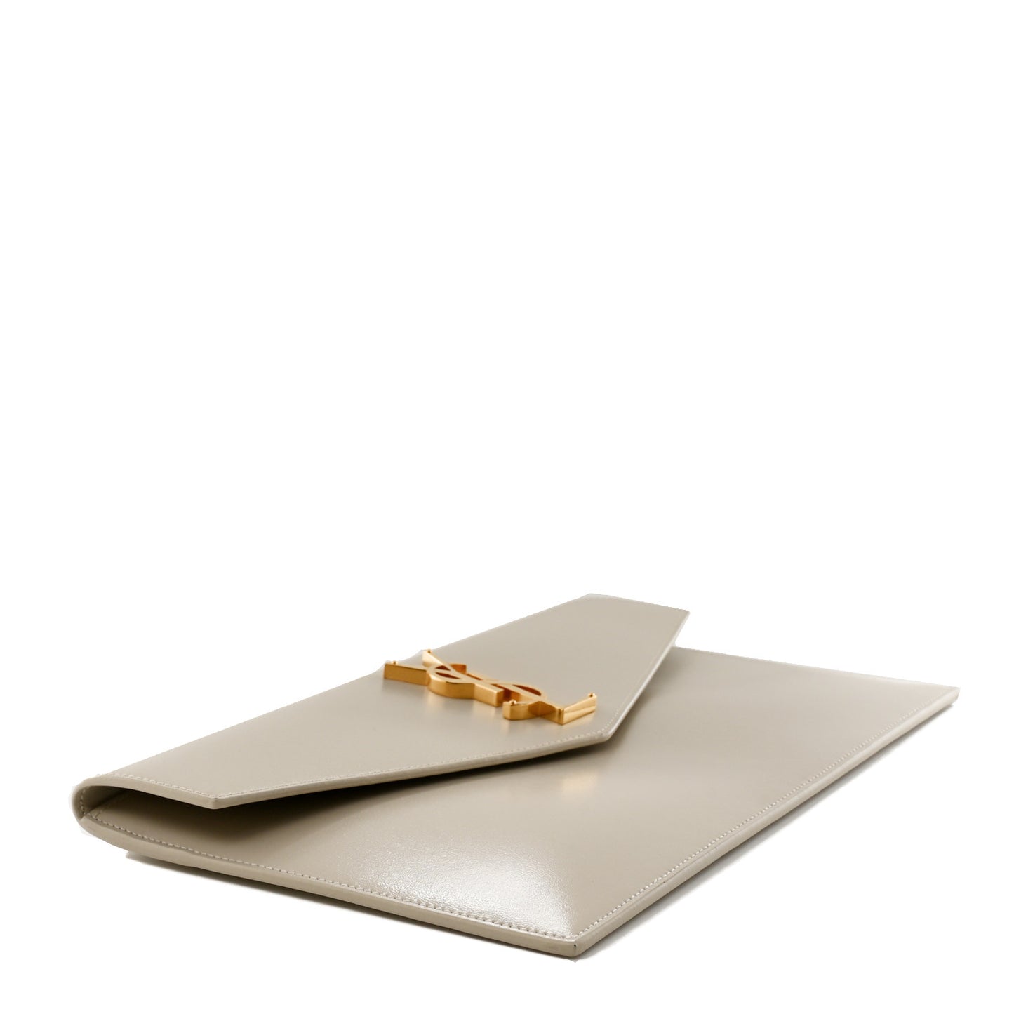 Smooth Shiny Calfskin Uptown Pouch Crema Soft