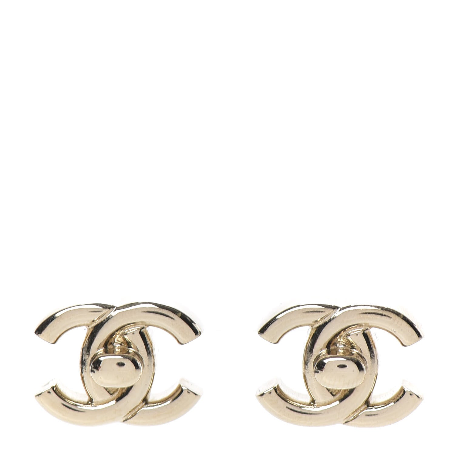 Chanel Turn lock clip on earrings CHANEL Vintage Gold Large Double CC Logo Turn-Lock Clip  main image 2