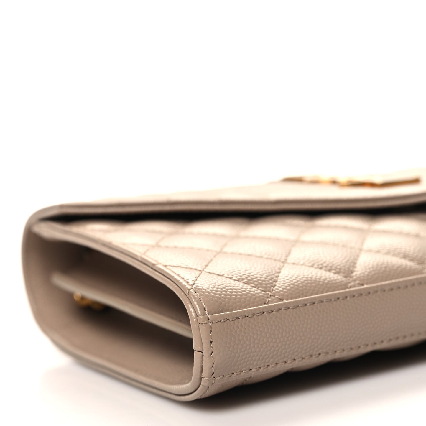 Grain De Poudre Mixed Matelasse Triquilt Monogram Chain Wallet Dark Beige