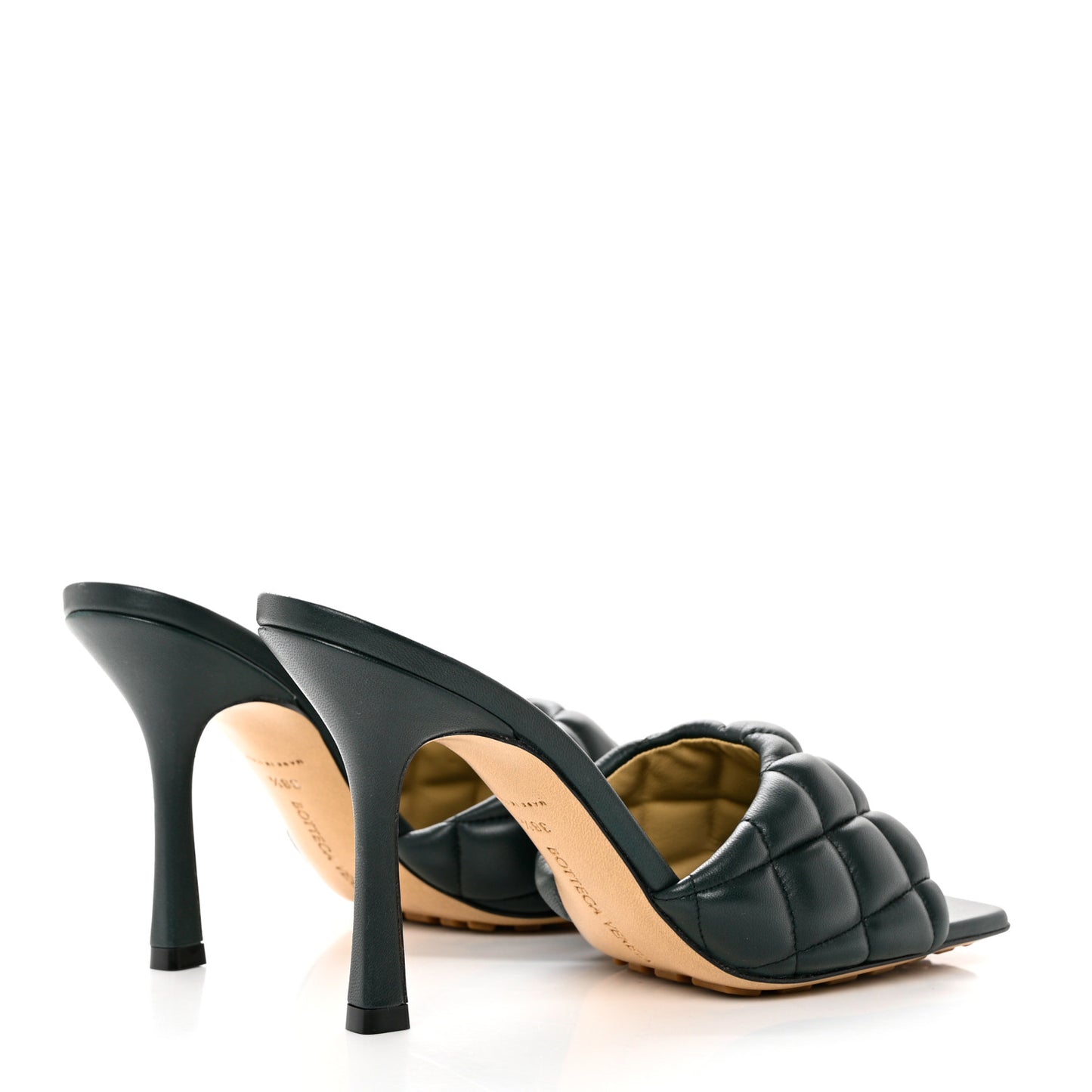 Nappa Matelasse Padded Mule Sandals 38.5 Inkwell