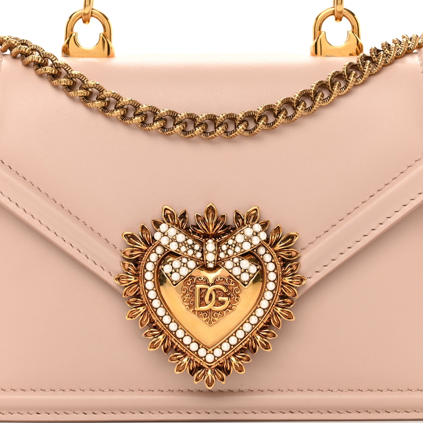 Smooth Calfskin Small Devotion Envelope Top Handle Bag Cipria