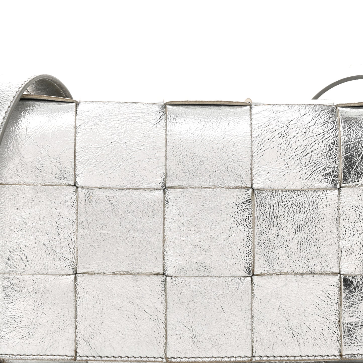 Metallic Lambskin Maxi Intrecciato Cassette Crossbody Bag Silver