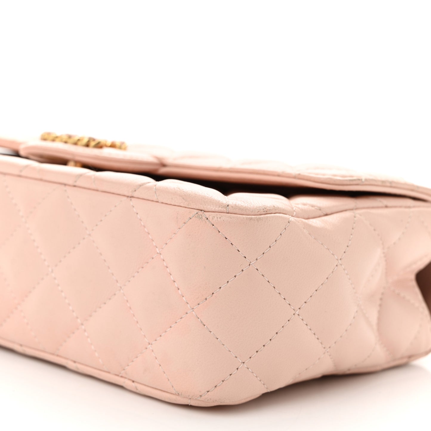Lambskin Quilted Small Strass On Top Flap Bag Light Pink