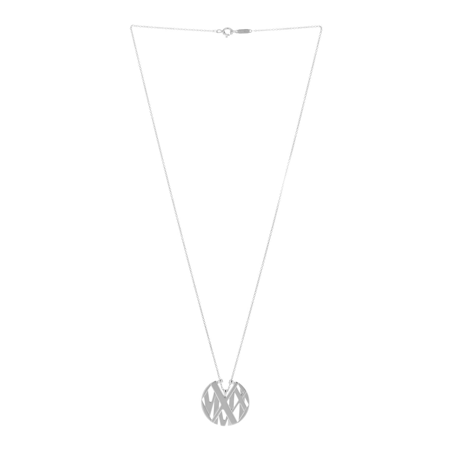 Sterling Silver Round Atlas Medallion Pendant Necklace