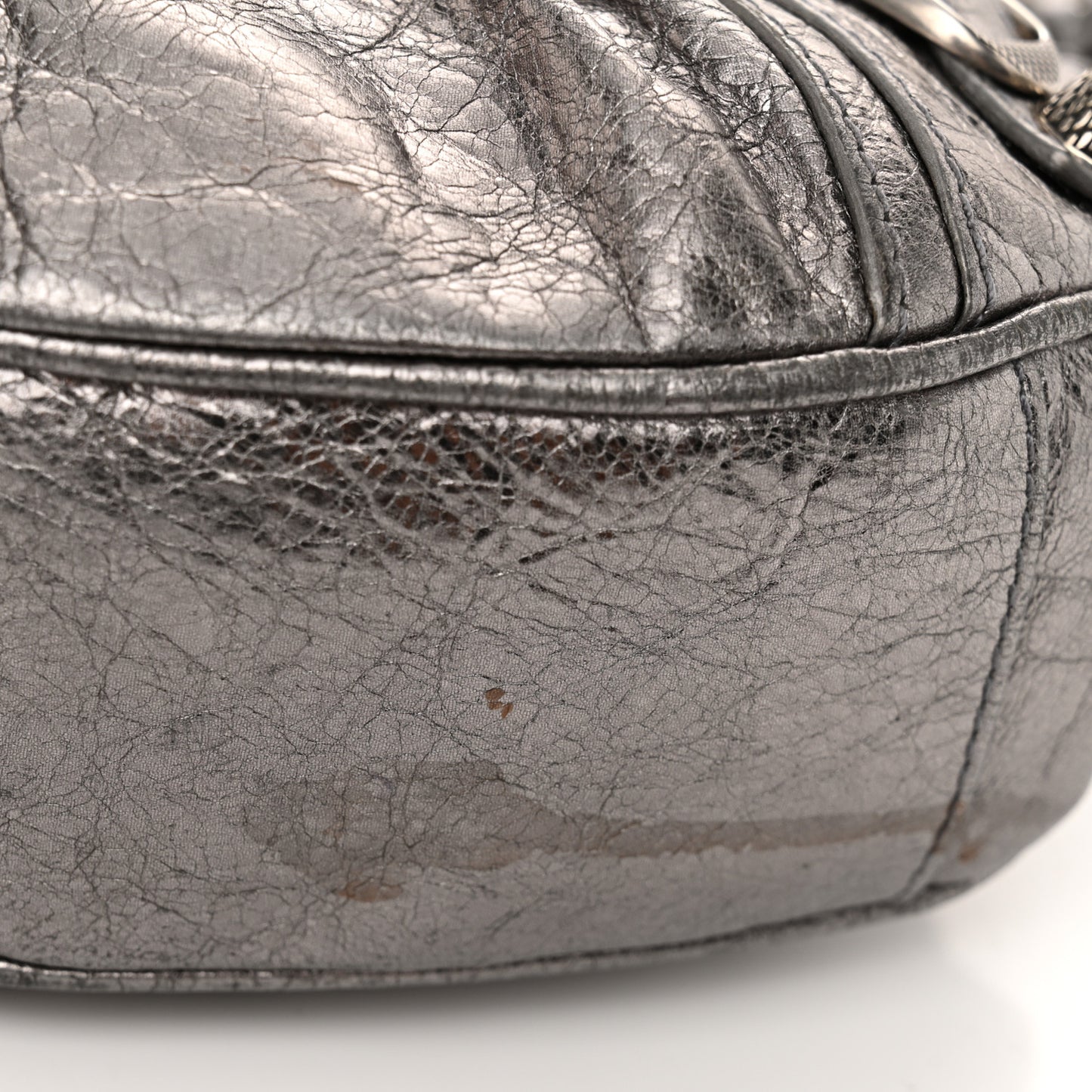 Metallic Agneau Arena Le Cagole Shoulder Bag XS Silver