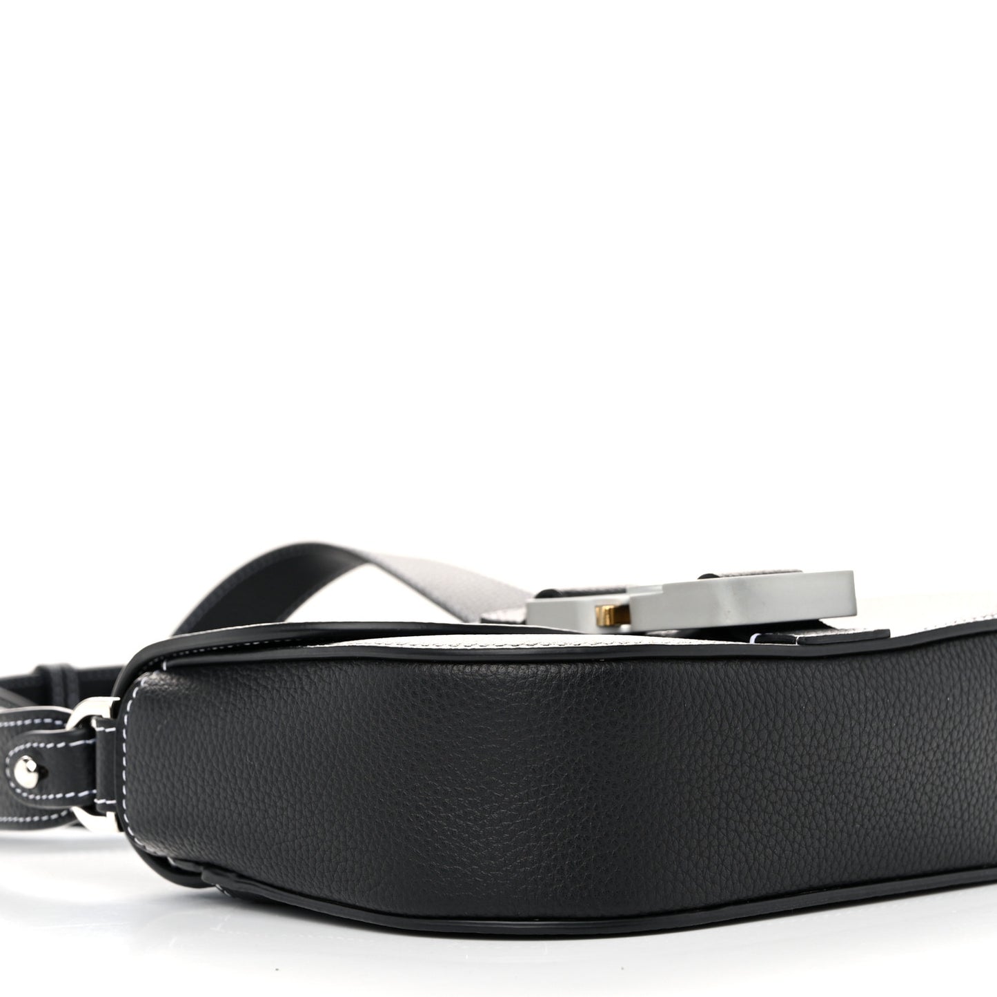 Grained Calfskin Saddle Messenger Bag With Strap Black