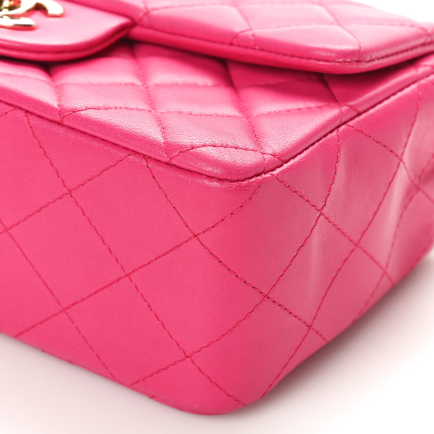 Lambskin Quilted Mini Rectangular Flap Pink