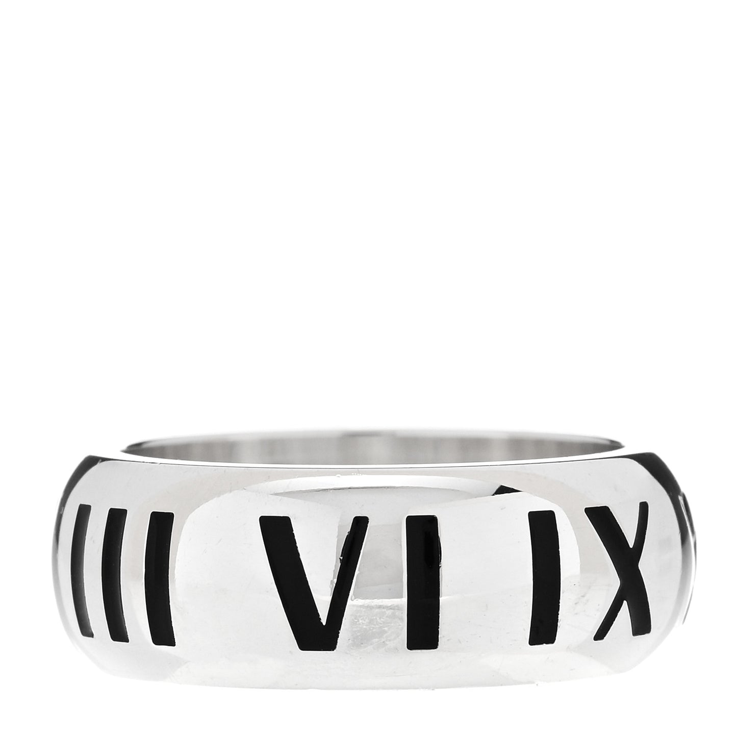 Sterling Silver Enamel Atlas Band Ring 56 7.5 Black