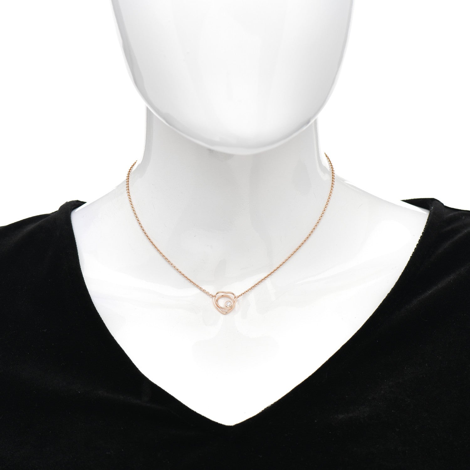 Hermes 18K Rose Gold Diamond TPM Vertige Coeur Necklace SH 2 of 6