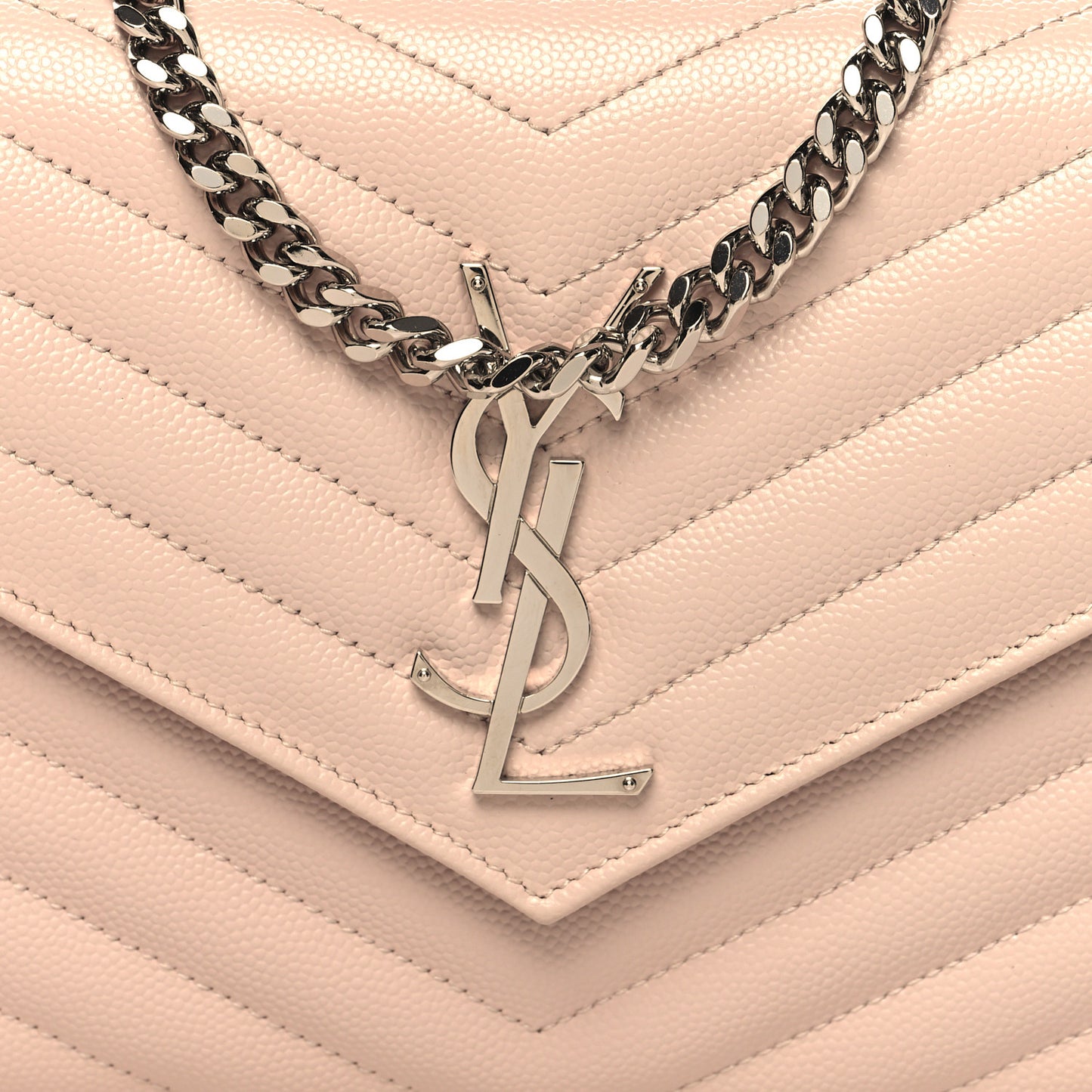 Grain De Poudre Matelasse Chevron Monogram Chain Wallet Pale Pink