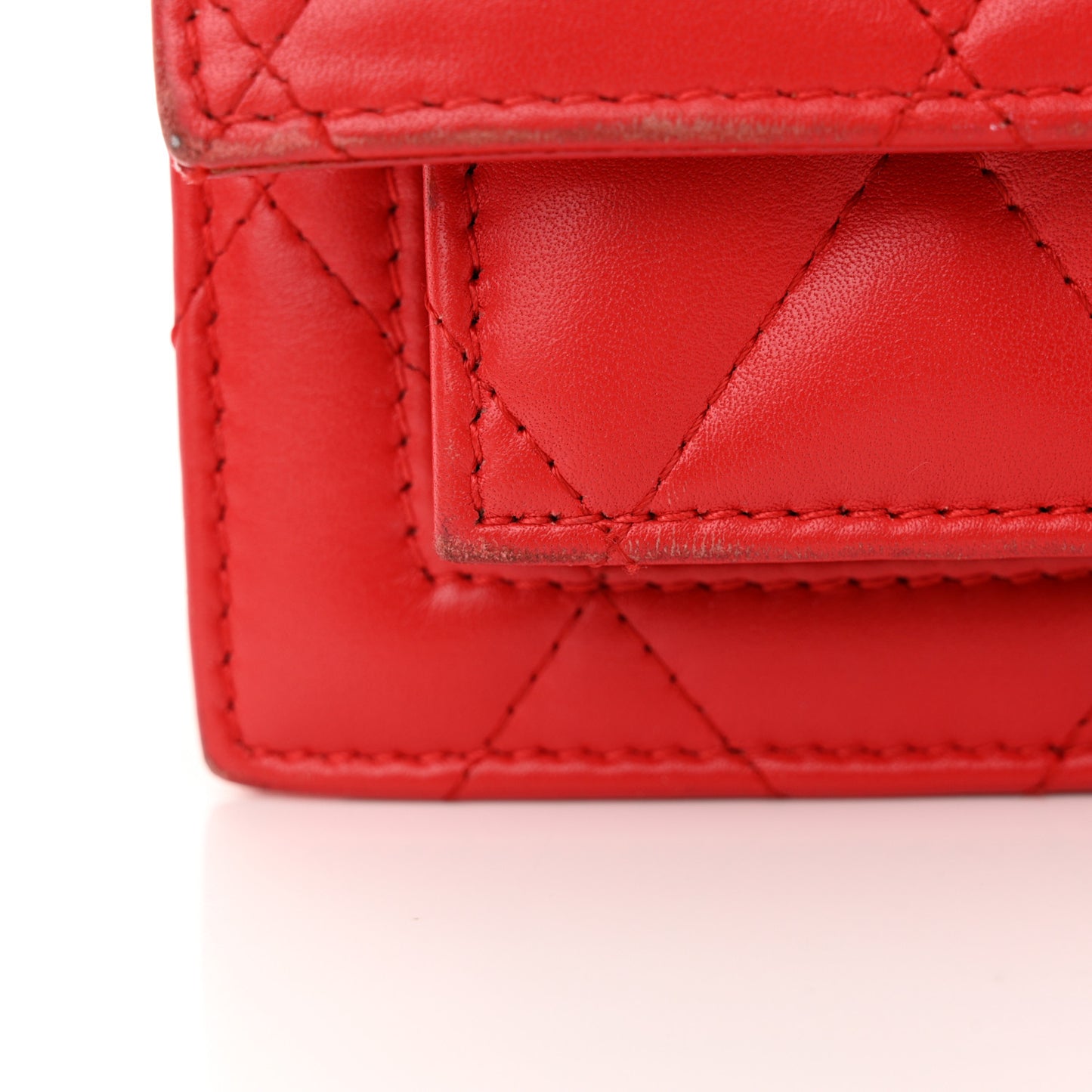 Nappa Calfskin Quilted XS Sharp Top Handle Bag Bright Red