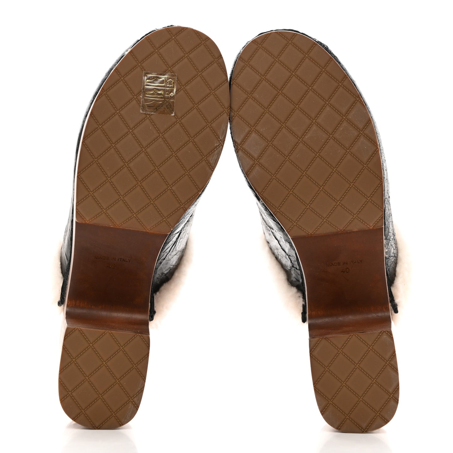 Crackled Sheepskin CC Mules 40 Black
