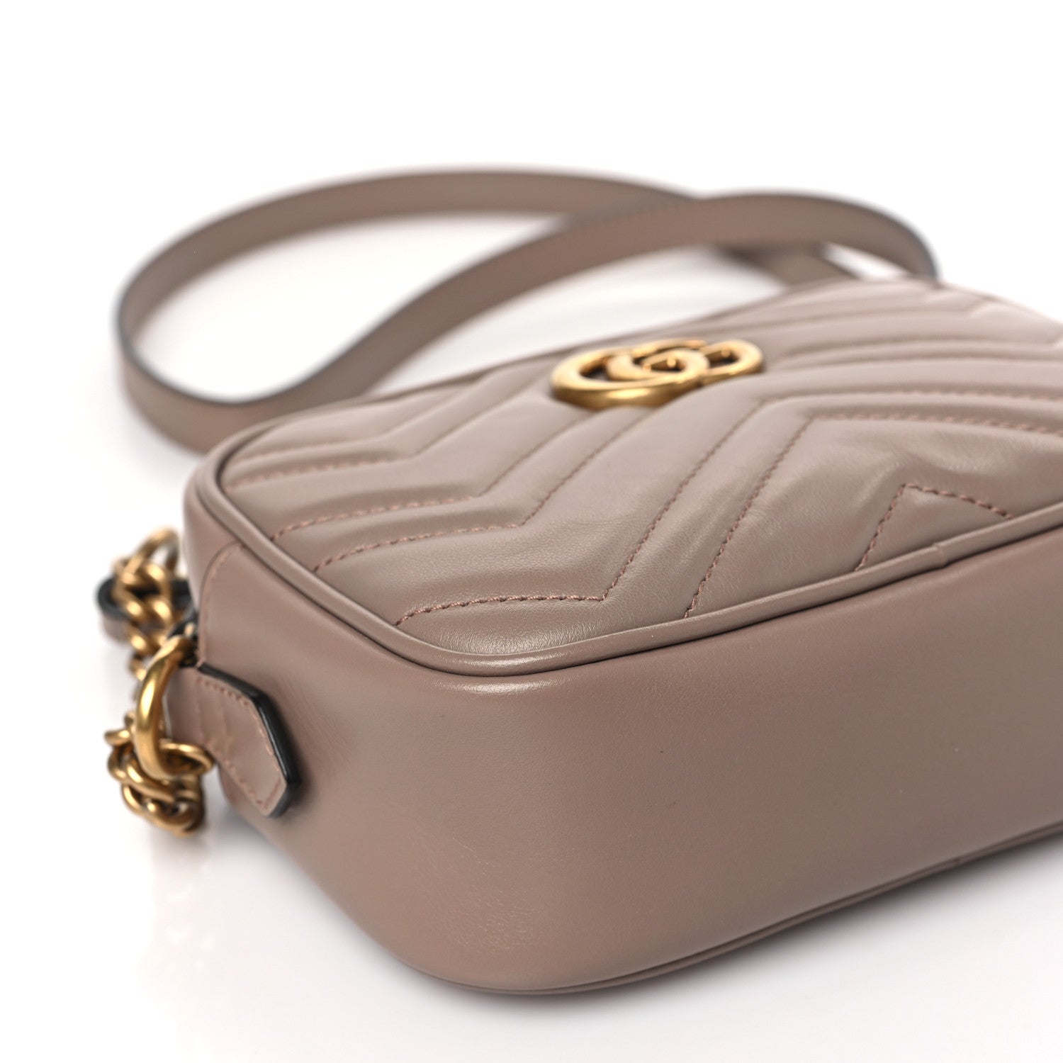 Gucci Calfskin Matelasse Mini GG Marmont Chain Shoulder Bag Porcelain Rose 9 of 11