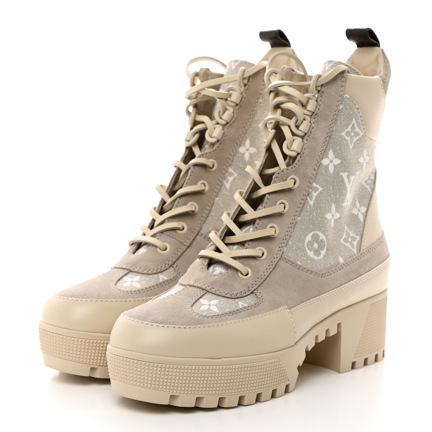 Louis Vuitton Suede Calfskin Laureate Platform Desert Boots 39 Taupe 3 of 8