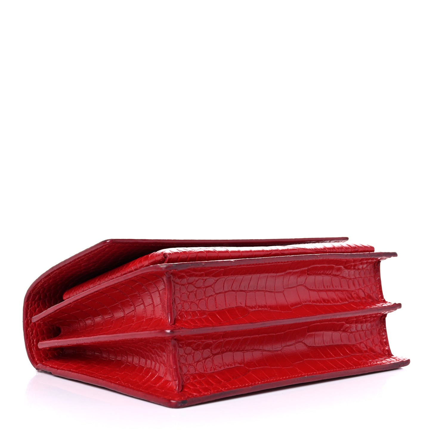 Calfskin Crocodile Embossed Medium Monogram Sunset Rouge Eros