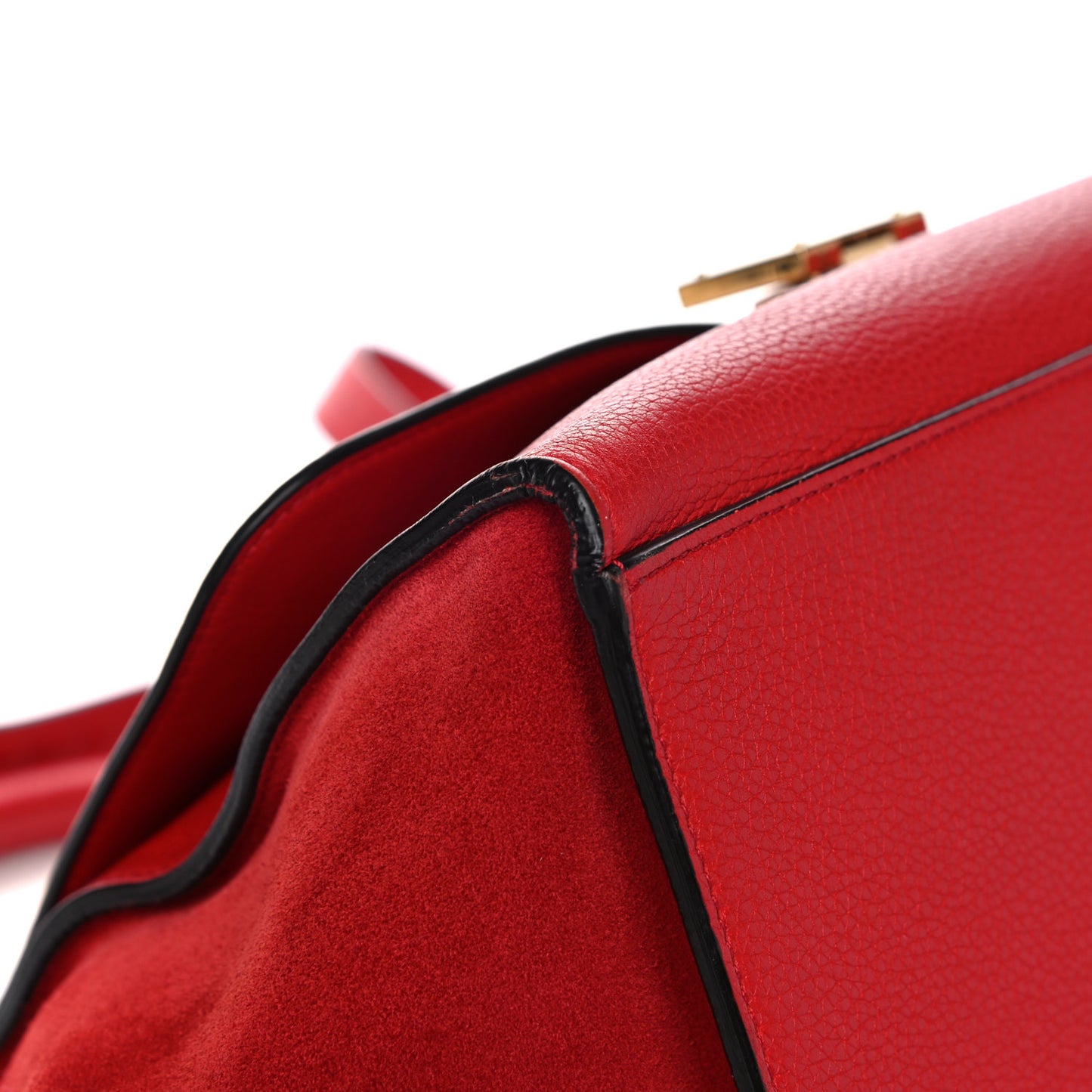 Drummed Calfskin Suede Medium Trapeze Coquelicot