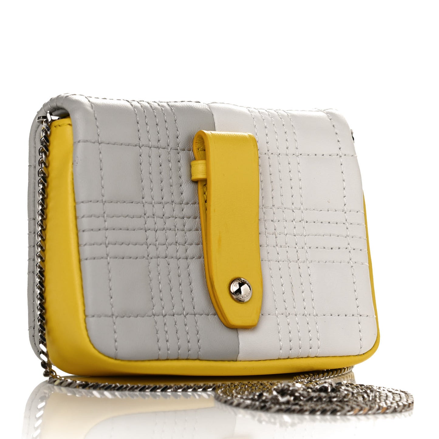 Lambskin Quilted Mini Lola Bag White Grey Yellow