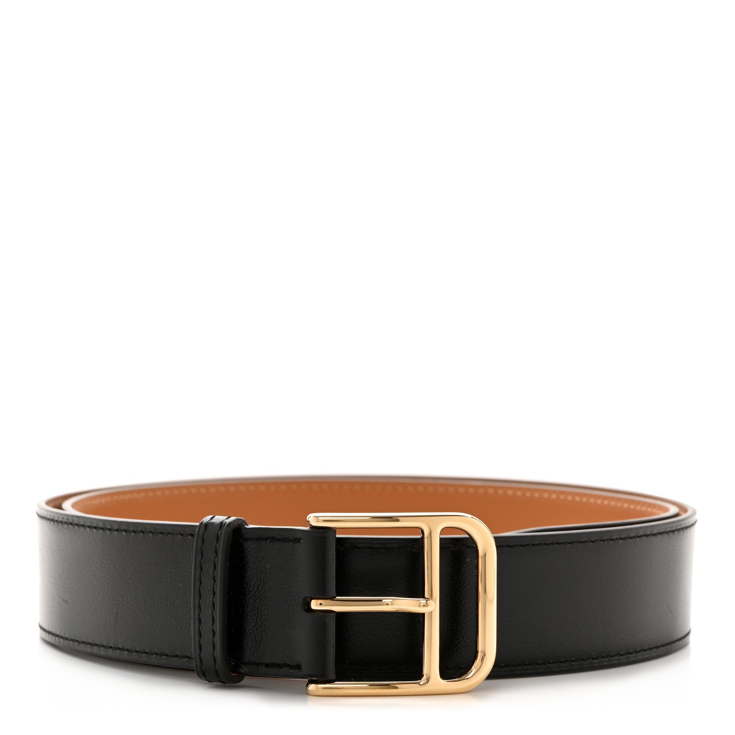 Hermes Belt 90 Black Gold Leather Hermes Swift Epsom 24mm HDN Belt 90 36 Black Gold 1753694  main image 4