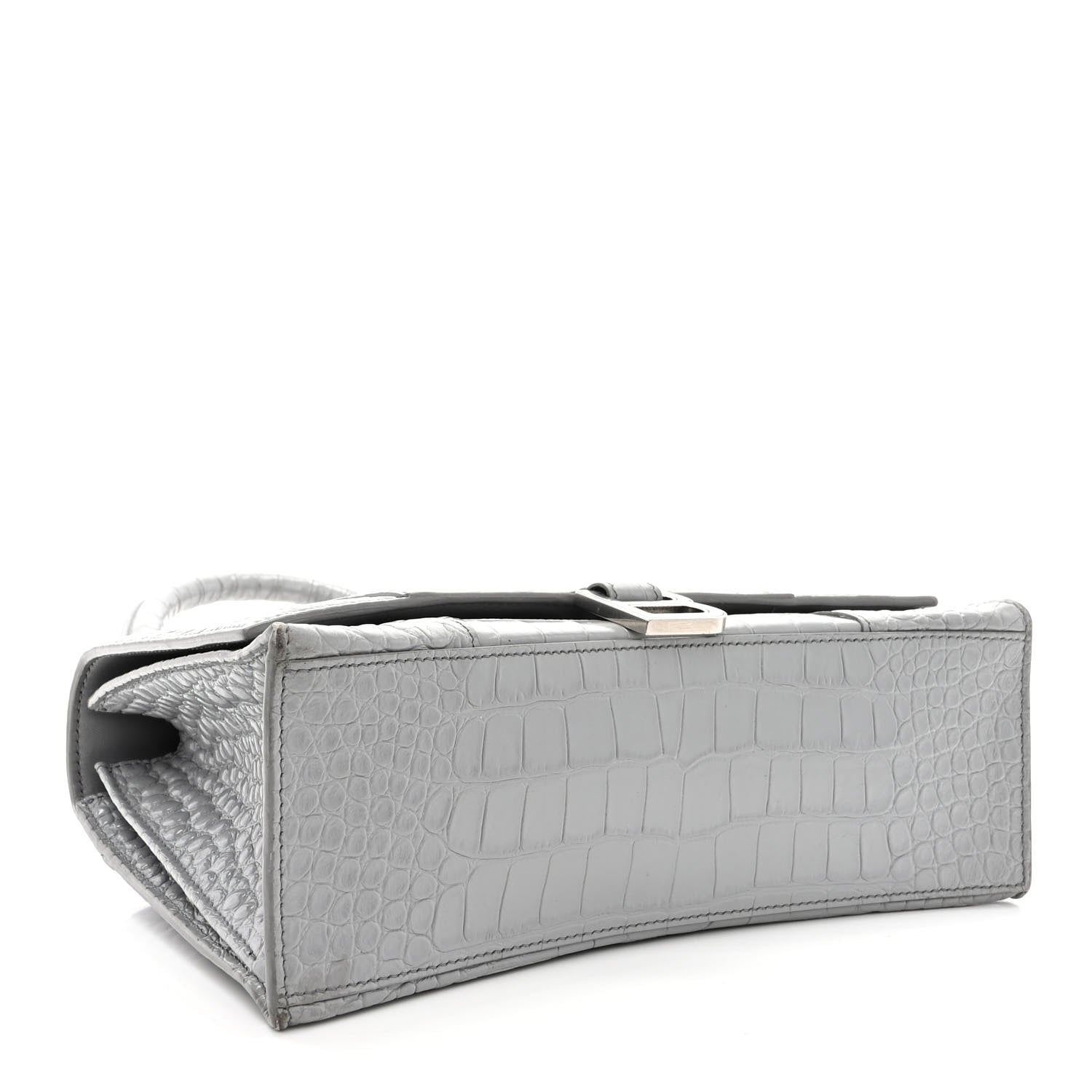 Balenciaga Shiny Calfskin Crocodile Embossed Medium Hourglass Top Handle Bag Balenciaga Grey 4 of 18