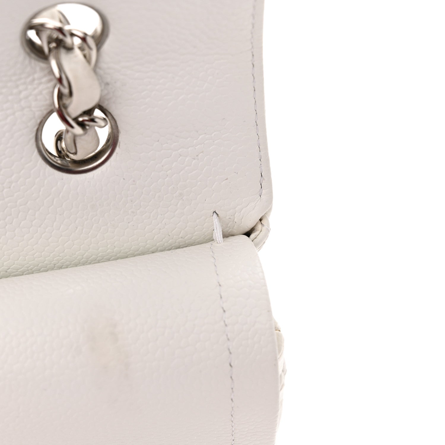 Chanel Caviar Quilted Medium Double Flap White 14 of 26