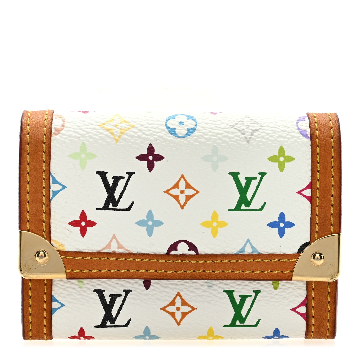 Monogram Multicolor Porte-Monnaie Plat Coin Purse White