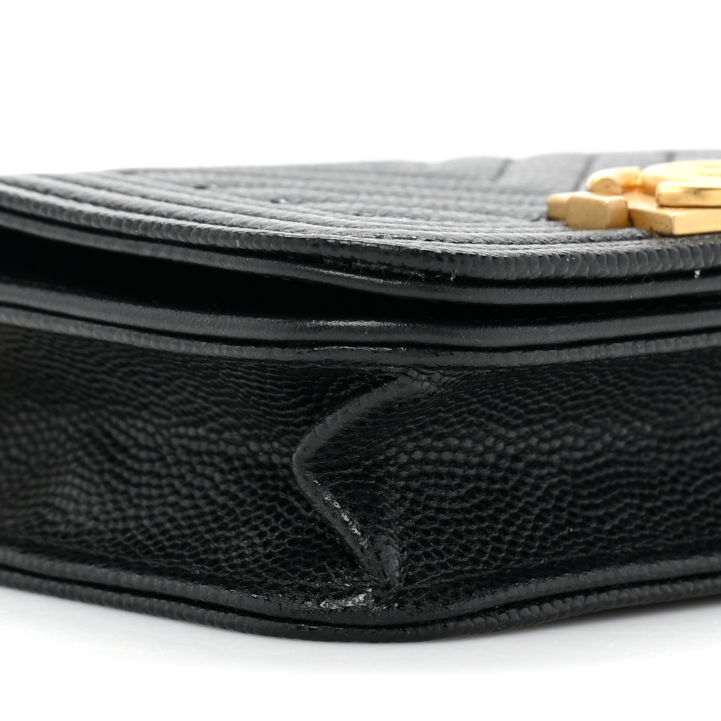 Caviar Chevron Quilted Boy Flap Waist Belt Bag Black