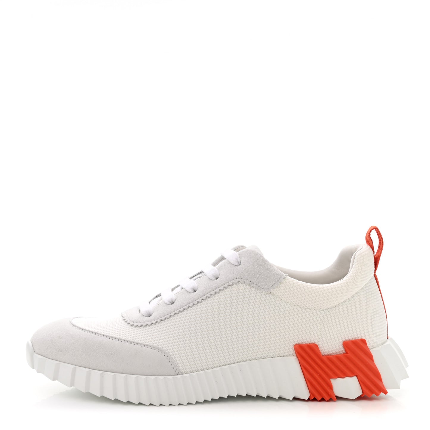 Technical Canvas Suede Goatskin Bouncing Sneakers 42 White Orange
