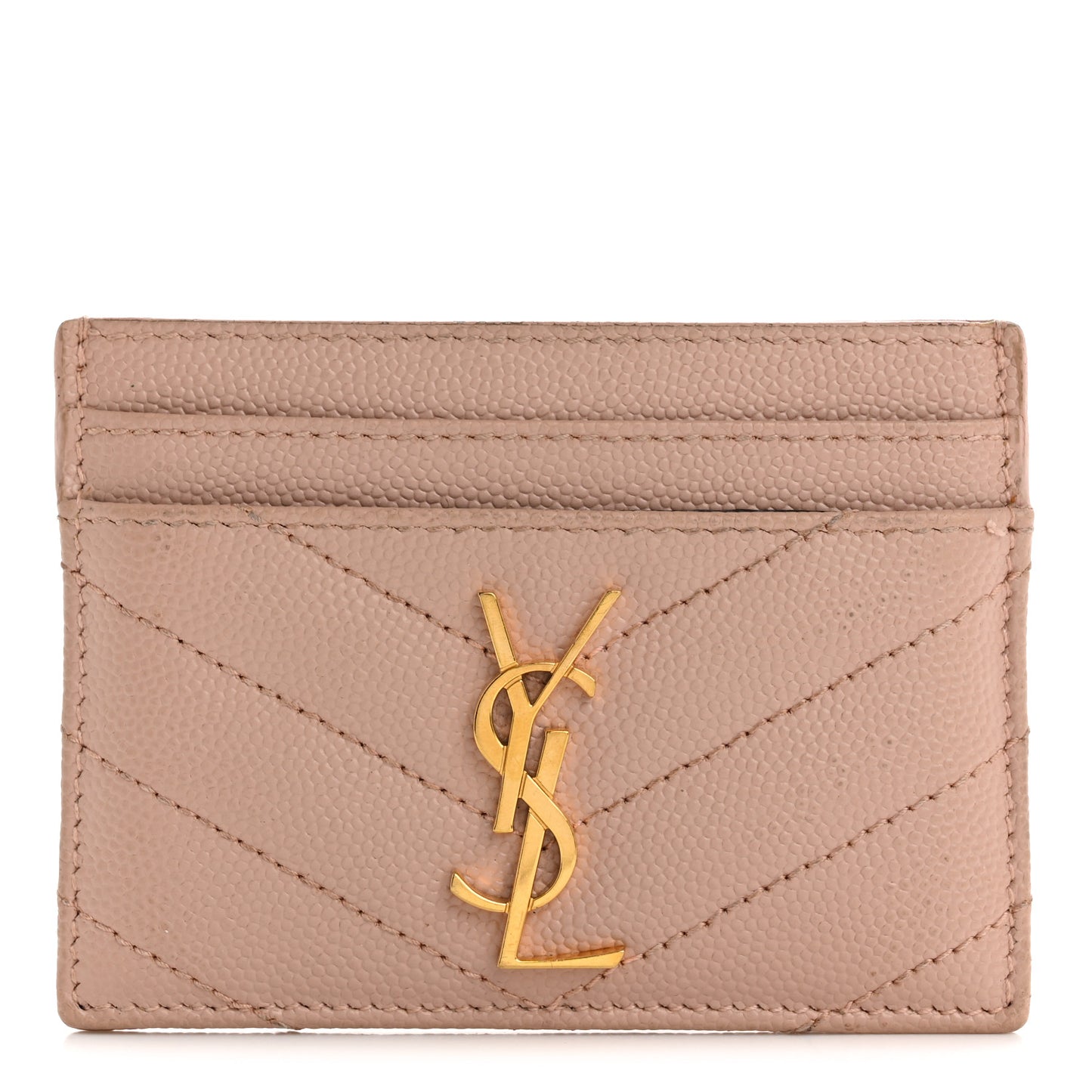 Grain De Poudre Matelasse Chevron Monogram Credit Card Case Pale Pink