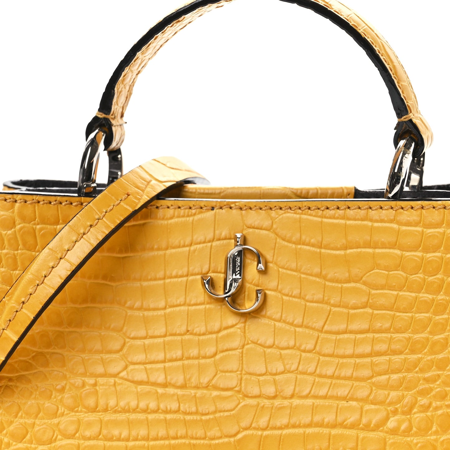 Calfskin Crocodile Embossed Mini Varenne Top Handle Yellow